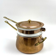 Artecer VTG Kupfertopf Bain Marie Wasserbadtopf m.Porzellaneinsatz Portugal 60er