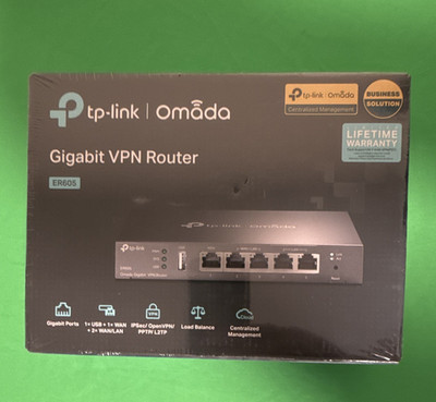 TP-LINK Omada ER605 Gigabit VPN Router, 3 LAN 2 WAN, RJ-45 Wired