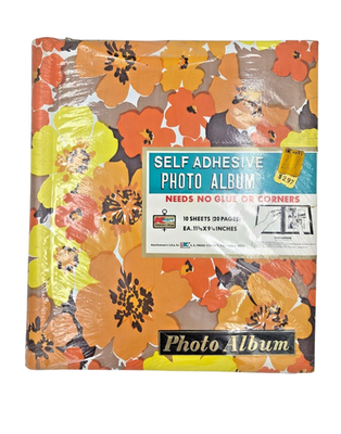#ad Vintage 1970#x27;s K Mart New Old Stock Self Adhesive Flower Power Photo Album $25.00