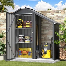 Tall Garden Storage Cabinet with 3 Adjustable Shelves & Double Door,Bike Parking