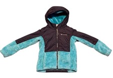 Columbia Girls XS 6/6X Hooded Fleece Lined Jacket Blue Full Zip