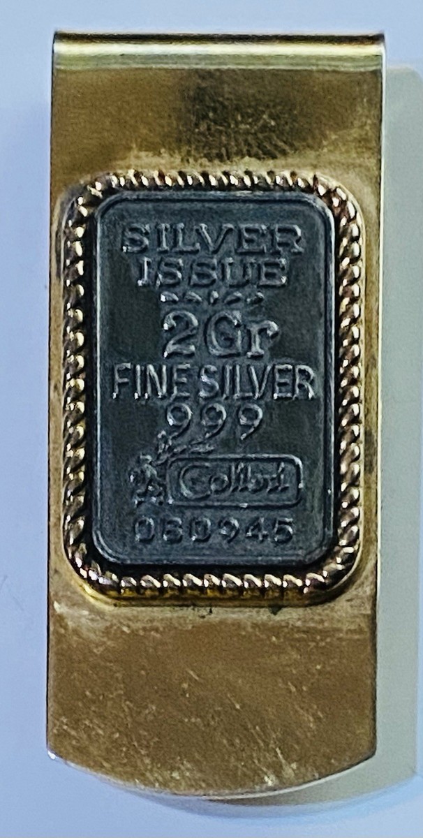 Colibri 18K ELECTROPLATE Money Clip SILVER ISSUE. 2 GR FINE SILVER