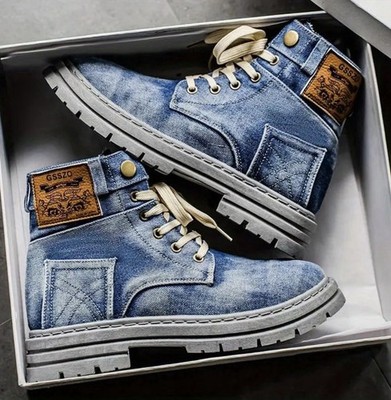 Men s Canvas High Top Boots Denim Ankle Everyday & Formal Size 11