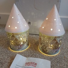 Santa Express Set Of Lit Paper Houses Christmas Decorations Ornaments Qvc