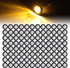 100 Pcs 3/4 Inch Mini Round LED Bullet Shape Side Marker Clear Lens Amber