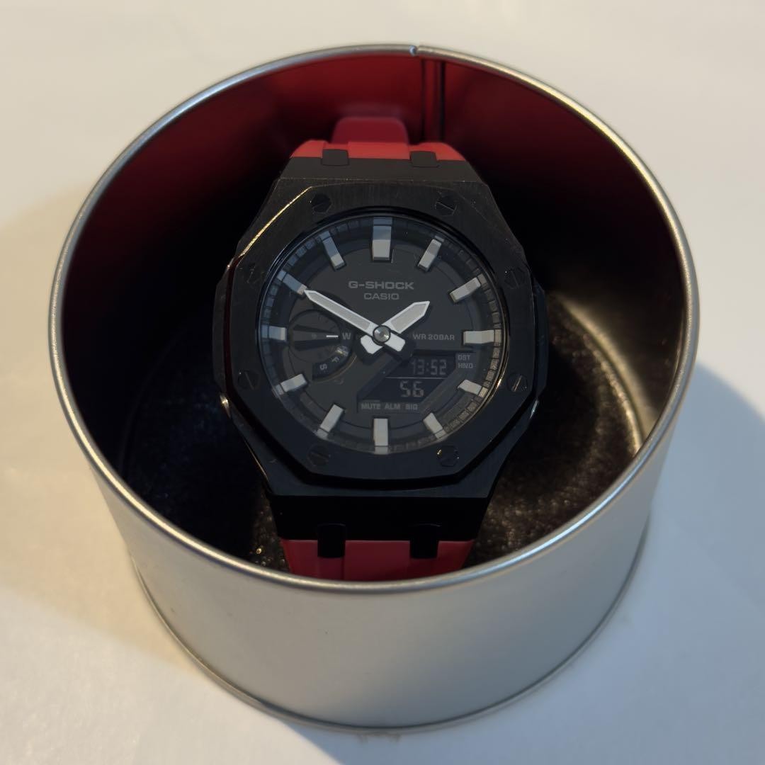 G-SHOCK GA-2100 Custom Black/Red Resin Band Waterproof No Customs