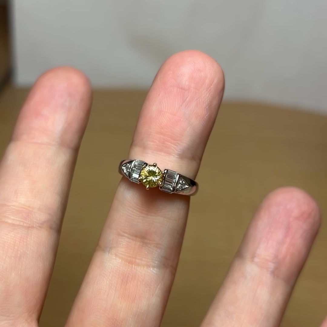 Estate 14K White, Yellow Gold Ct Yellow Brilliant Cut Diamond Ring  Cts