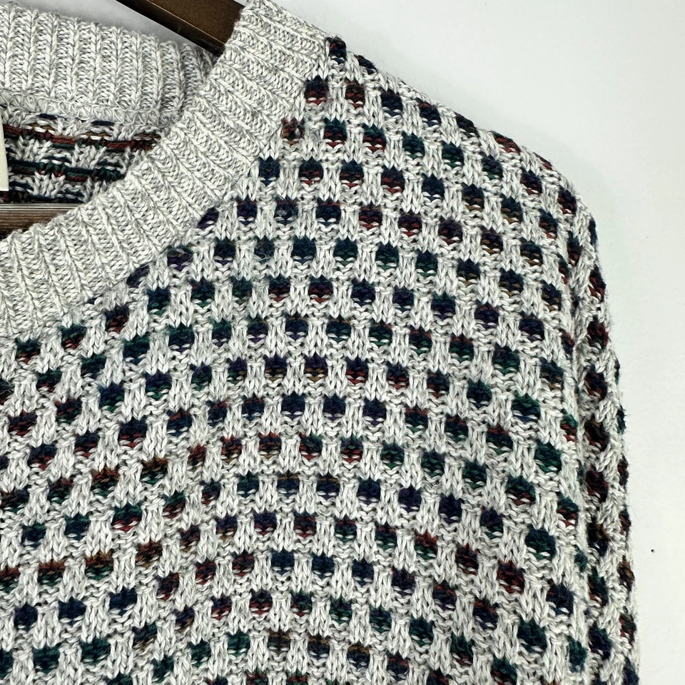 Suéter Harbor Bay Para Hombres 3XLT Gris Multicolor Tejido 3D Texturizado Cosby Años 90 Abuelo Foto 3 de 4