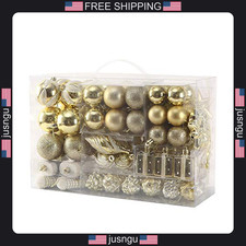 Christmas Tree Ornaments Set 76 Golden Shatterproof Decorations