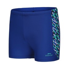 Image of Slazenger Mens Swimming Trunks XL Blue Square Leg Swim Shorts Lined Logo BNWT