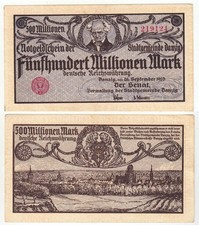 Danzig,  Stadtgemeinde   500 Mio Mark 26.Sept. 1923   Ro.807.a    f.kfr