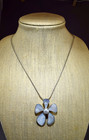 VTG MOD 1960s STERLING SILVER MOTHER O PEARL FLOWER POWER PENDANT ROPE CHAIN MCM — photo 1