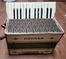 1900's Hohner Ivory Accordion 25 Key 12 Base Buttons Vtg Works