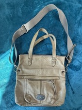 Fossil Maddox Vintage Leather Crossbody Shoulder Bag Purse Grey