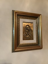Quadro di A. Bertagna, Madonna con Bambino in rame bronzato anni 70 con firma 