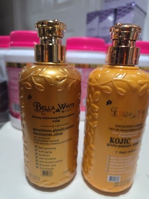 glutathion blanchiment rapide Bella-white Glutta-glow Skin Whitening Body Lotion With Egyptian Milk 500mlx1👌 Authentic Luxcent Luminous Caps Packs:2 Tubes | 1 month - 30 Tablets skin pro
