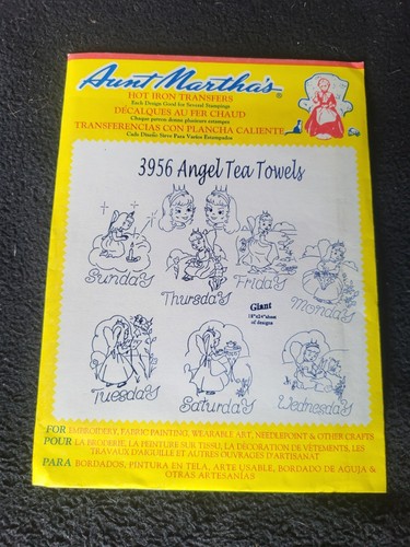 Aunt Martha’s Hot Iron Transfers Angel Tea Towels #3956 Sealed
