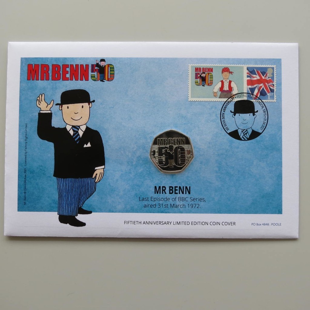 2021 Mr Benn 50th Anniversary 50p Coin Cover - UK PNC First Day Covers
