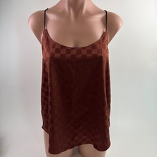 Victoria  s Secret Satin Racerback Tank Top Sleepwear w/ Logo Brown Size XL NWT