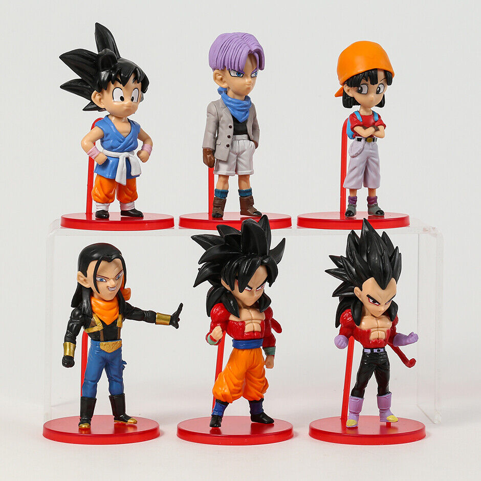 6pcs/set Dragon Ball Super Saiyan 4 Son Goku Vegeta Pan Trunks PVC Figure  NO BOX