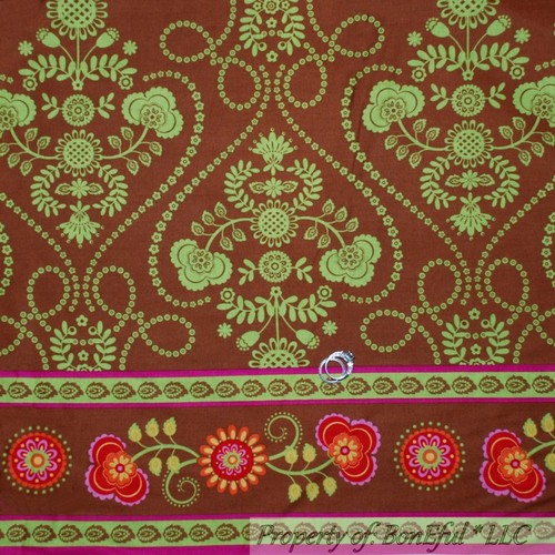 Edredón de algodón BonEful tela BTHY marrón verde rojo de colección borde de flores rayas damasco - Imagen 13 de 13