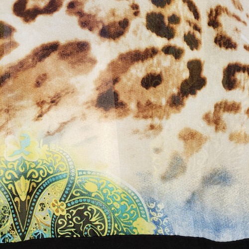 Sunny Leigh Cardigan Womens L Large Black Animal Print Shawl Collar Open Front - Picture 7 of 11