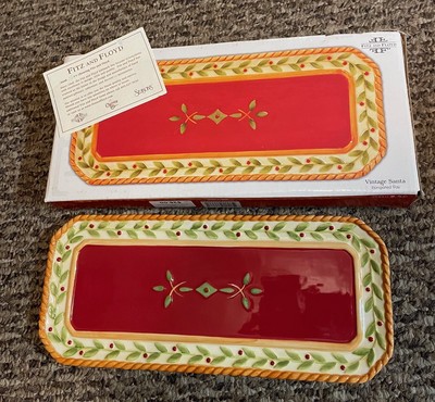 NIB 2008 Fitz and Floyd 19/353 Vintage Santa Elongated Tray 11.5'' x 5''