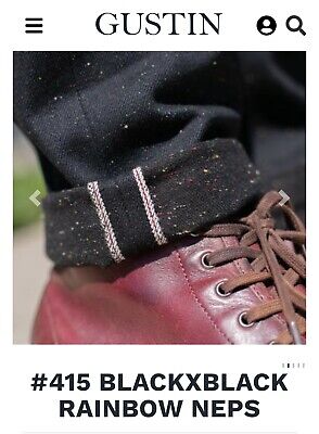GUSTIN #415 BlackxBlack Rainbow Neps Japanese 14oz Selvedge Denim Jeans 30  Slim | eBay