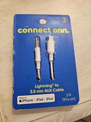 Connect Onn Fast To 3.5 Mm AUX Cable For IPHONE iPad iPod