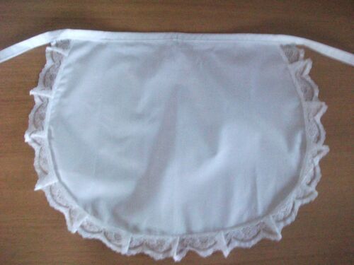 VICTORIAN EDWARDIAN APRON PINNY WHITE COTTON VINTAGE 50's Waist adult &child - Picture 2 of 5