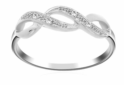 White Natural Diamond Accent Infinity Engagement Ring in 14K White Gold Plated