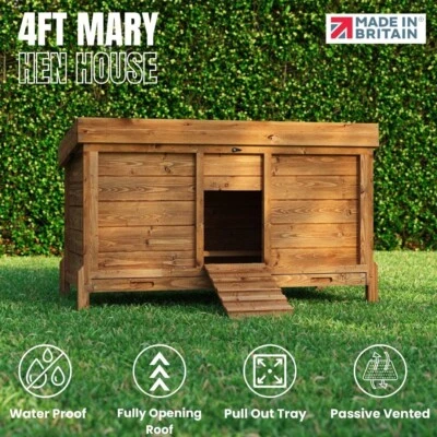 THE HUTCH COMPANY 4ft Mary Hen House Chicken Coop HAND MADE IN THE UK XXL Coop