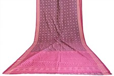 FNC Vintage 5Yard Pink Saree Sambalpuri Woven Work Ikat Blend Silk Sari Fabric