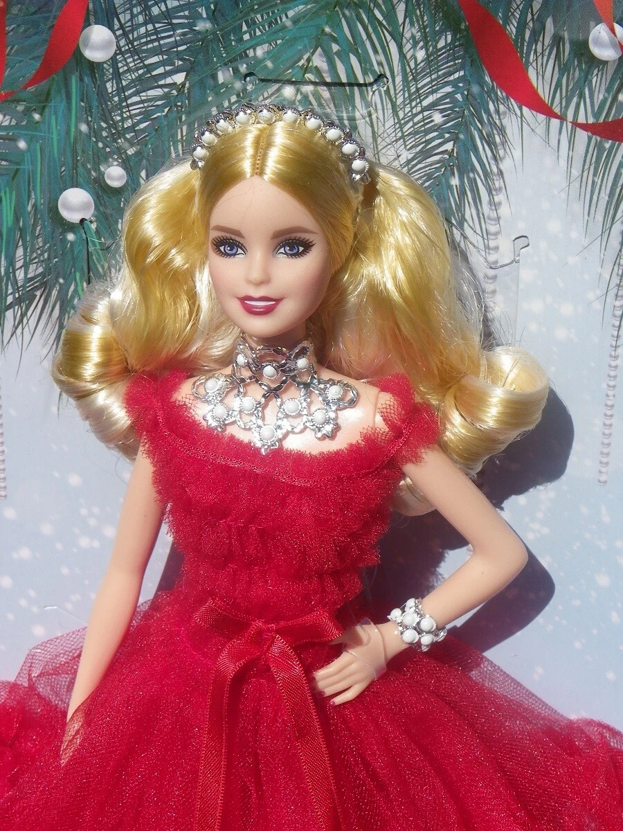 barbie 2019 HOLIDAY joyeux noel poupée blonde 2018 Mattel FXF01 NRFB boite  robe