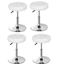 4PCS Adjustable Round Ottoman Stool Vanity Stool PU Leather Swivel Makeup Stool