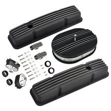 For Sbc Chevy 327 350 58-86 Black Short Valve Cover 12 Air Cleaner Breather