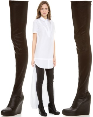 MAISON MARTIN MARGIELA Overknee-Stiefel Leder Keilabsatz - Schwarz - UK 5 / EU 38