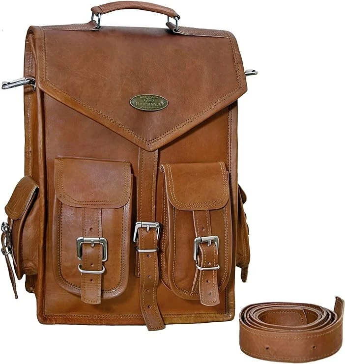 Vintage Genuine Leather Bag Rucksack Backpack Men's Laptop Brown Travel New Real