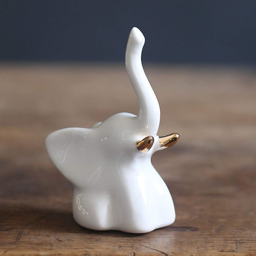1/2pcs Ceramic Modern Style Elephant Figurines Minimalist Ornament ...