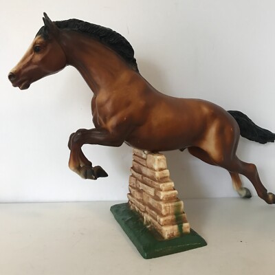 Vintage Breyer Traditional Brown Horse Jumping Over Wall #330