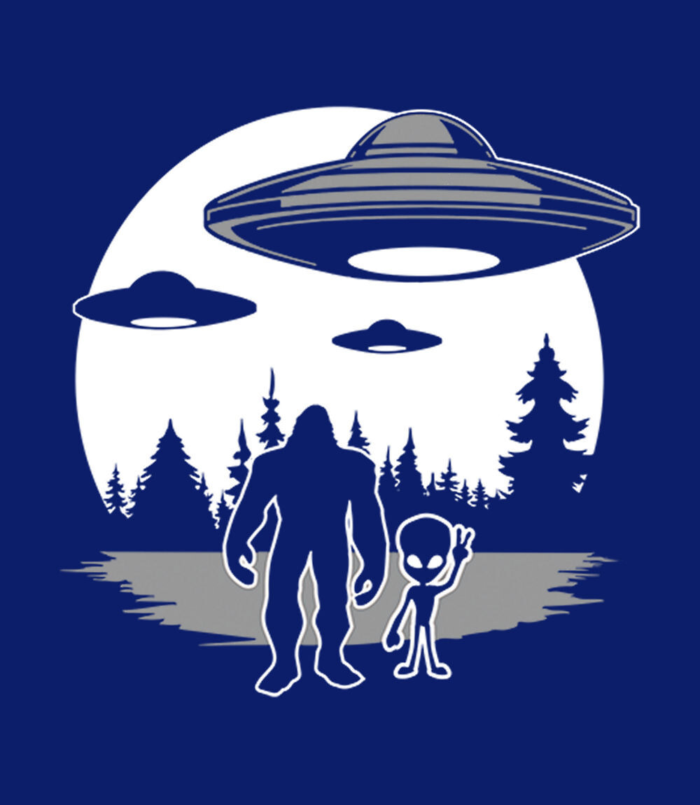 ALTRA T Shirt dalla S alla 2XL 3XL BIGFOOT Sasquatch Piattini UFO DIVERTENTE Adulto