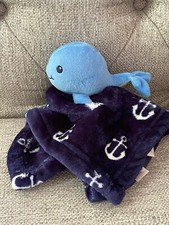 HB Hudson Baby Whale Anchors Security Blanket Lovey Lovie Navy Blue Plush