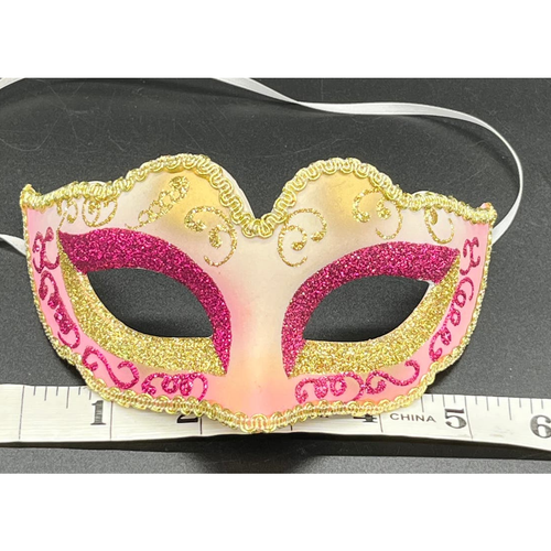 Masquerade Ball Face Mask Adult, Mardi Gras Carnival costume mask Pink & Gold - Picture 5 of 15