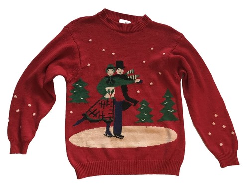 Pull De Noël Rouge Heartworks Fille 5/6 Ans - Scottish Terrier Coeurs - Vintage