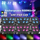 Rechargeable Stage Par Light Wireless 4LED RGBWA+UV Uplights DMX APP DJ Battery