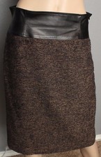 Lafayette 148 Black Brown Tweed Leather Pencil Skirt 6