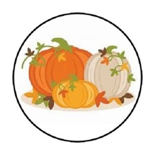 48 FALL PUMPKINS #3 ENVELOPE SEALS LABELS STICKERS 1.2" ROUND