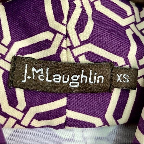 J. McLaughlin Catalina Knit Dress Women’s Size XS Faux Wrap Lattice Print Purple - Picture 8 of 8