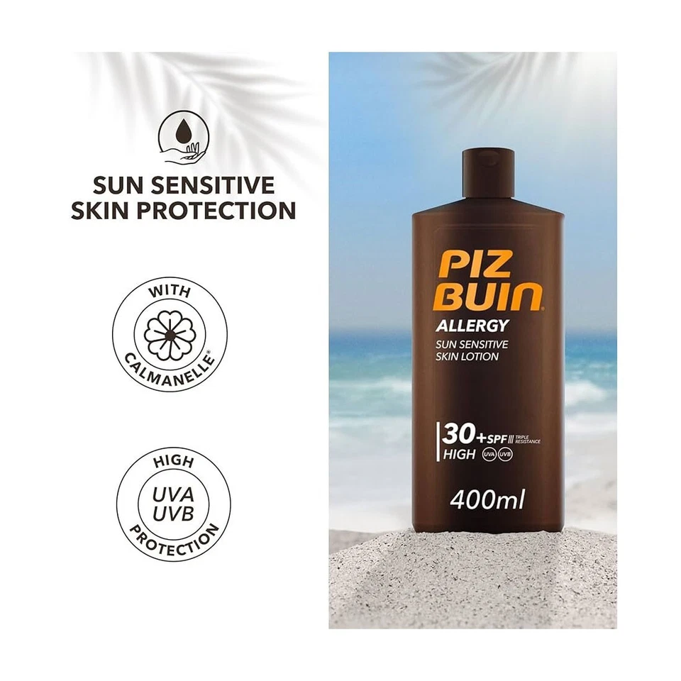 2 x400ml Piz Buin Moisturising Sun Lotion SPF 30 –High Protect Water Resistant - Image 2 of 2