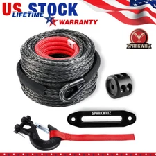SPARKWHIZ Synthetic Winch Rope Cable Kit 26500LBS 3/8"x100FT Winch Line Cable US